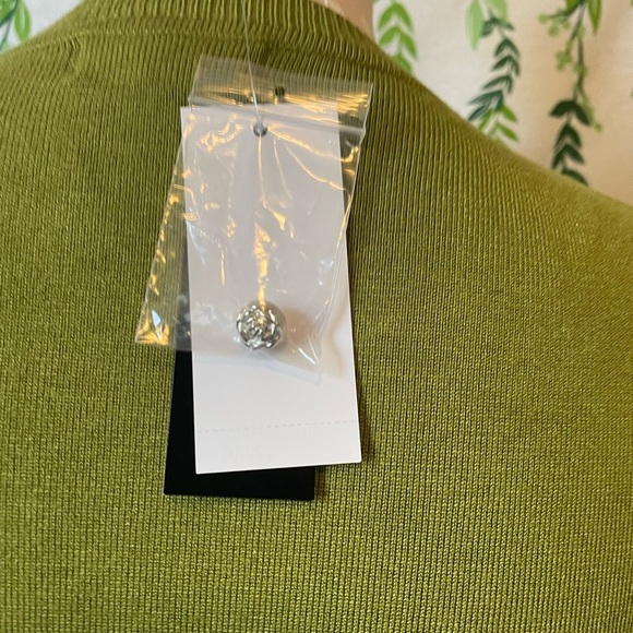 Petite Small Premise Olive Green Cardigan with Rhinestone Buttons A4 - Picture 5 of 6